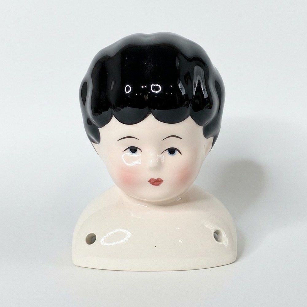 VTG ENESCO Porcelain Doll Head 3.5in 1981 Japan Crafters Altered Art